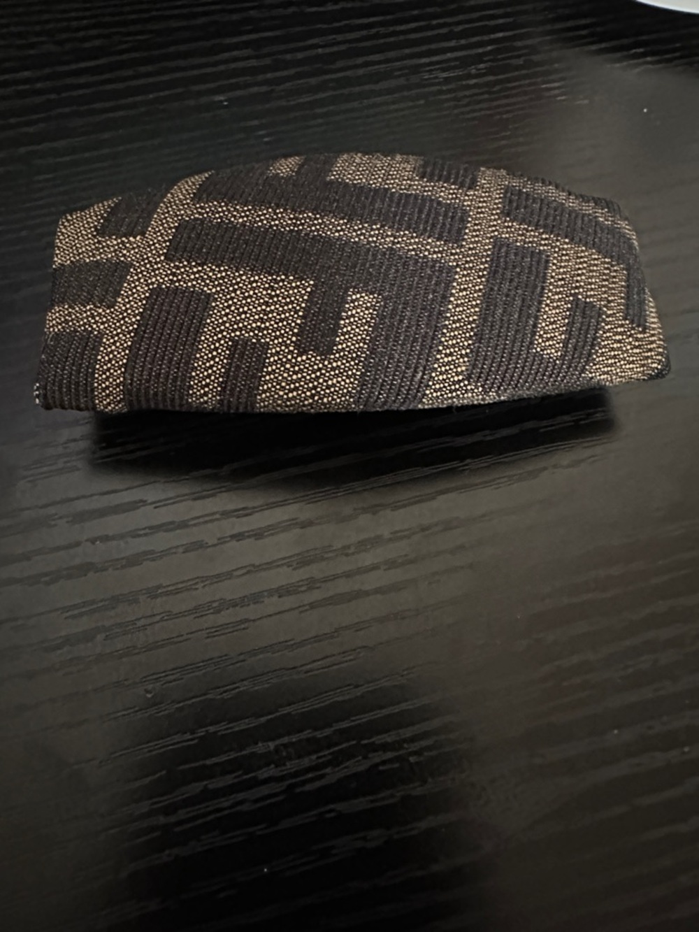 Fendi Brown and Black Logo Fabric Hair Barrette